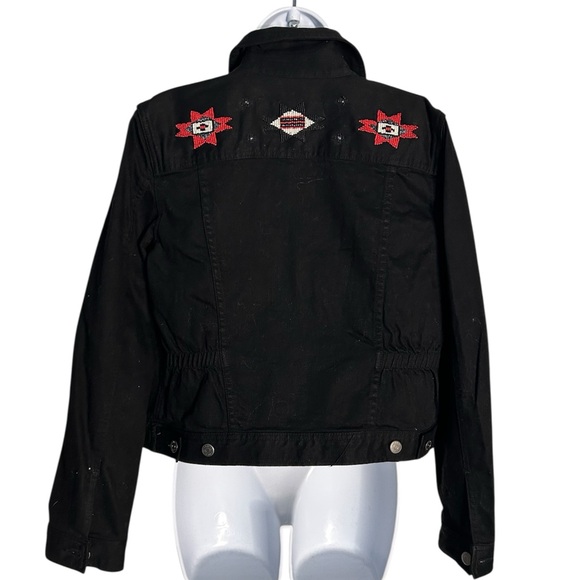 NWT Ralph Lauren Vintage Southwestern Navajo Black  Denim Jacket Beaded Size LP - Picture 3 of 11
